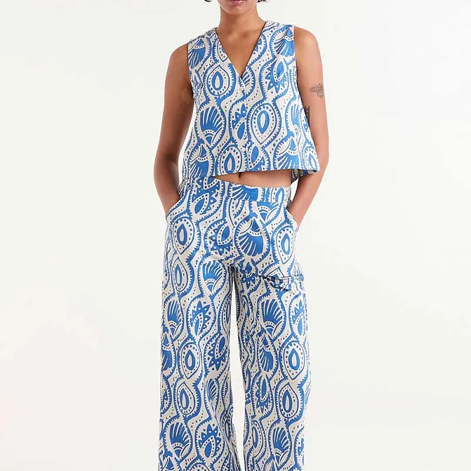 Blue Patterned cotton Trousers £59