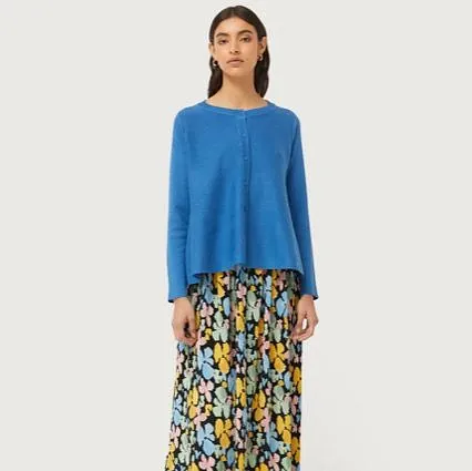 Blue Flared Knit Cardigan