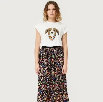 White Short Sleeve T-Shirt with Dog Graphic £35