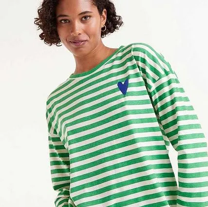 Green and White Striped Long Sleeve T-Shirt £42